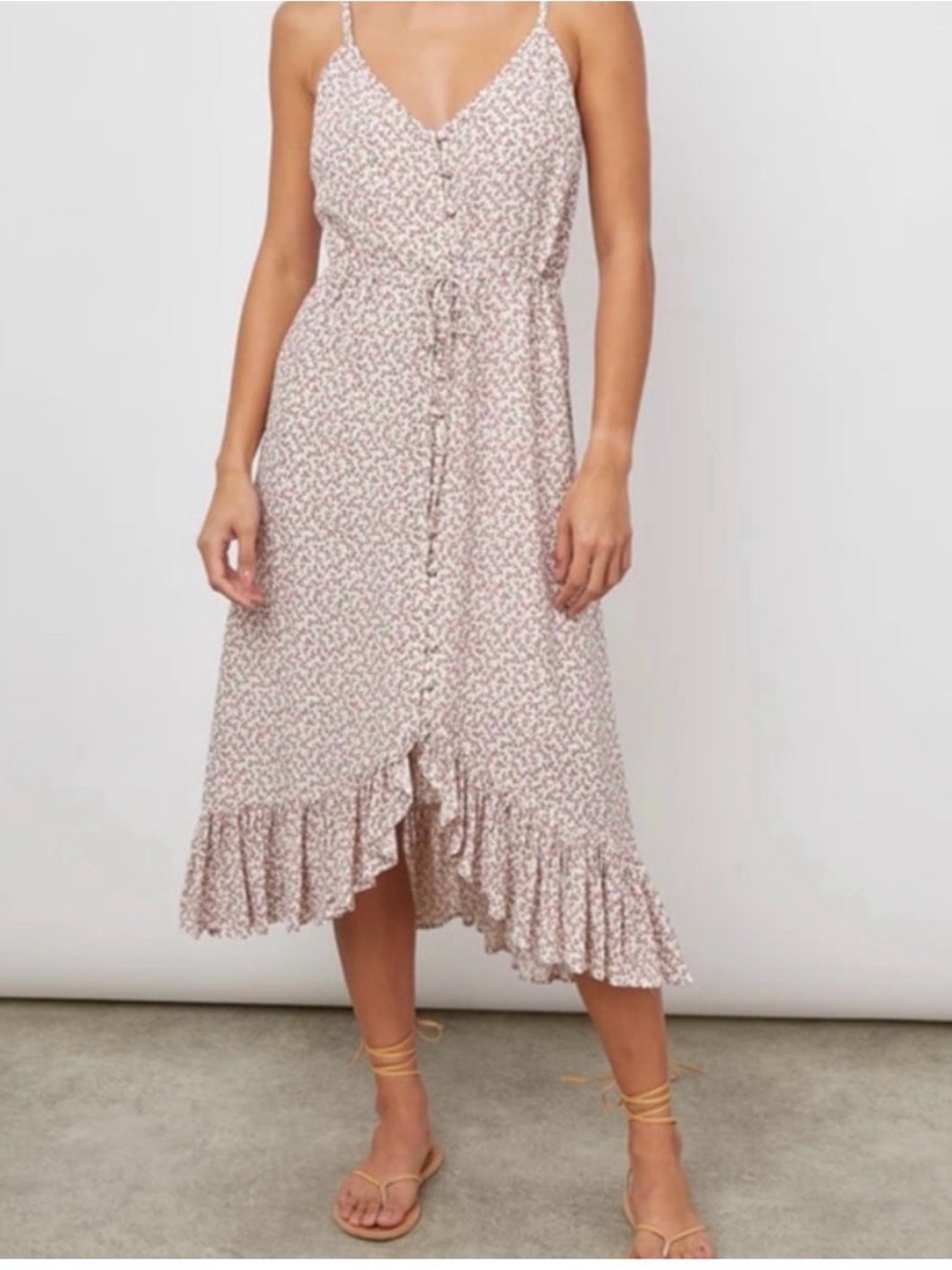 Rails Floral Midi Dress with Ruffled Hem. Size XS